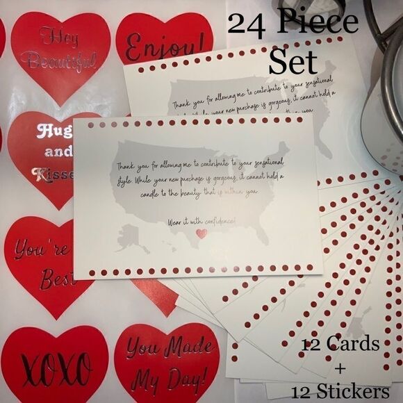 24 PCS DELUXE BUNDLE THANK YOU CARDS & STICKERS BUSINESS SUPPLIES SMALL BUSINESS - Picture 2 of 3